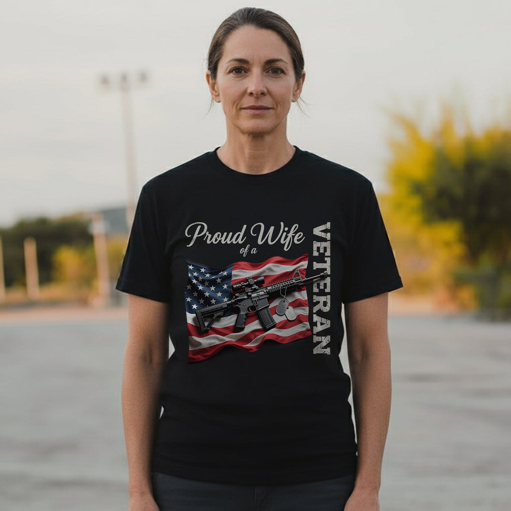 Proud Wife of a Veteran Strong Heart Loyal T-Shirt product image 4