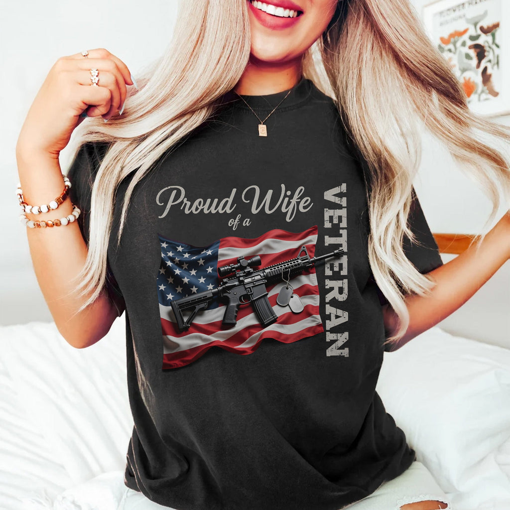 Proud Wife of a Veteran Strong Heart Loyal T-Shirt product image 6