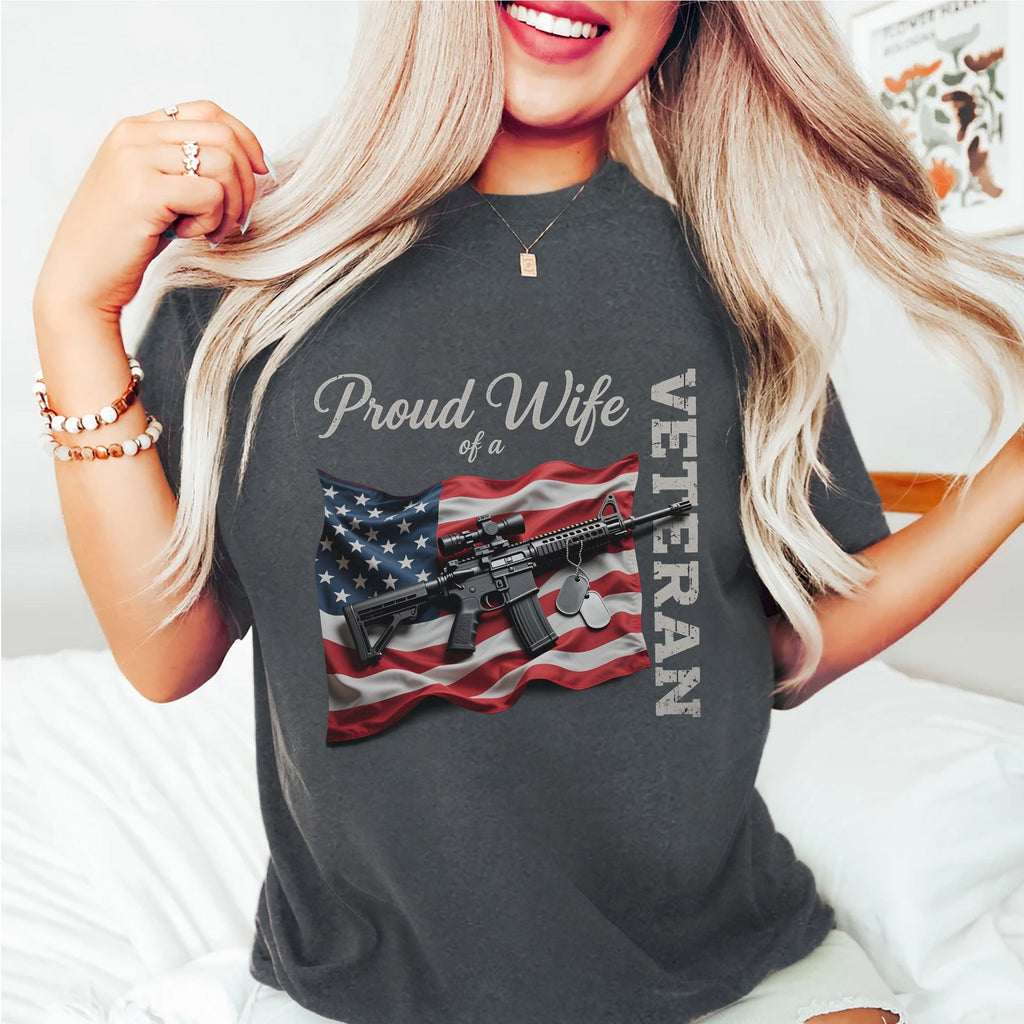 Proud Wife of a Veteran Strong Heart Loyal T-Shirt product image 7