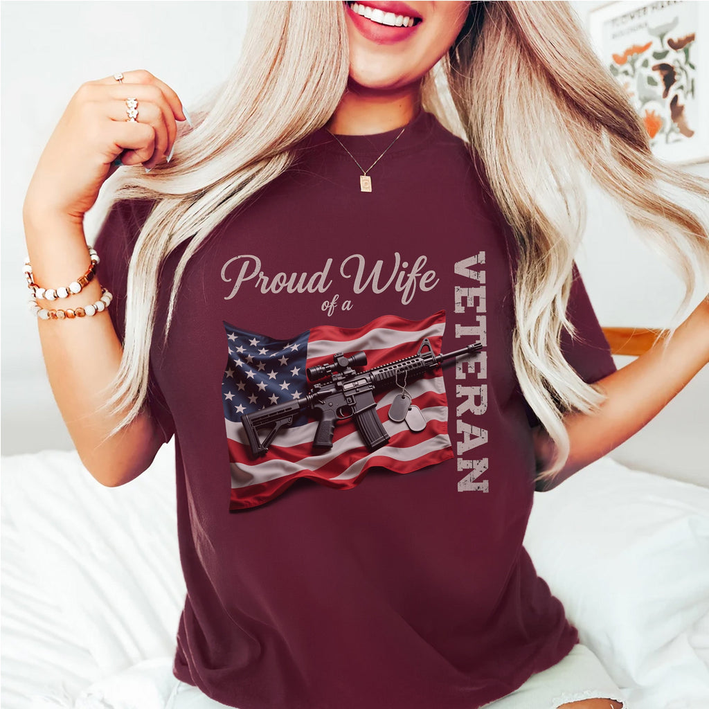 Proud Wife of a Veteran Strong Heart Loyal T-Shirt product image 15