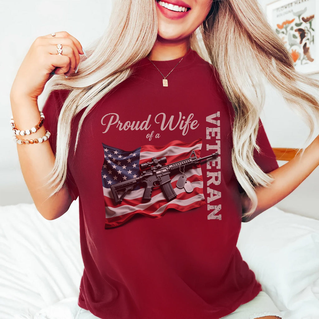 Proud Wife of a Veteran Strong Heart Loyal T-Shirt product image 13