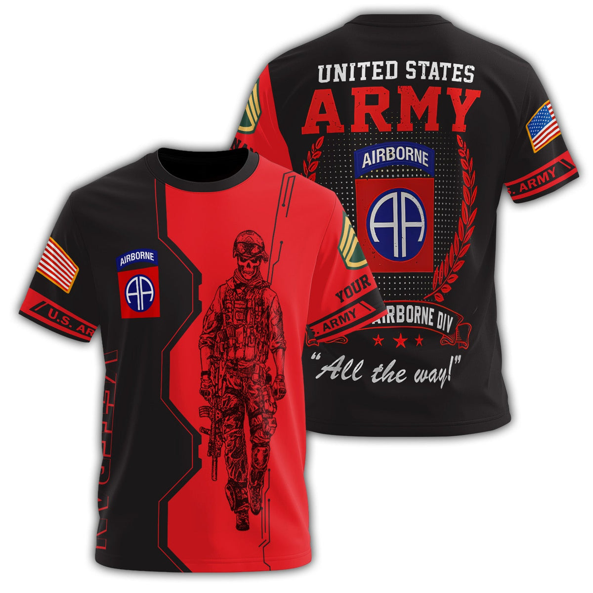 82nd Airborne All The Way Veteran Bold Black & Red All-over product image 1