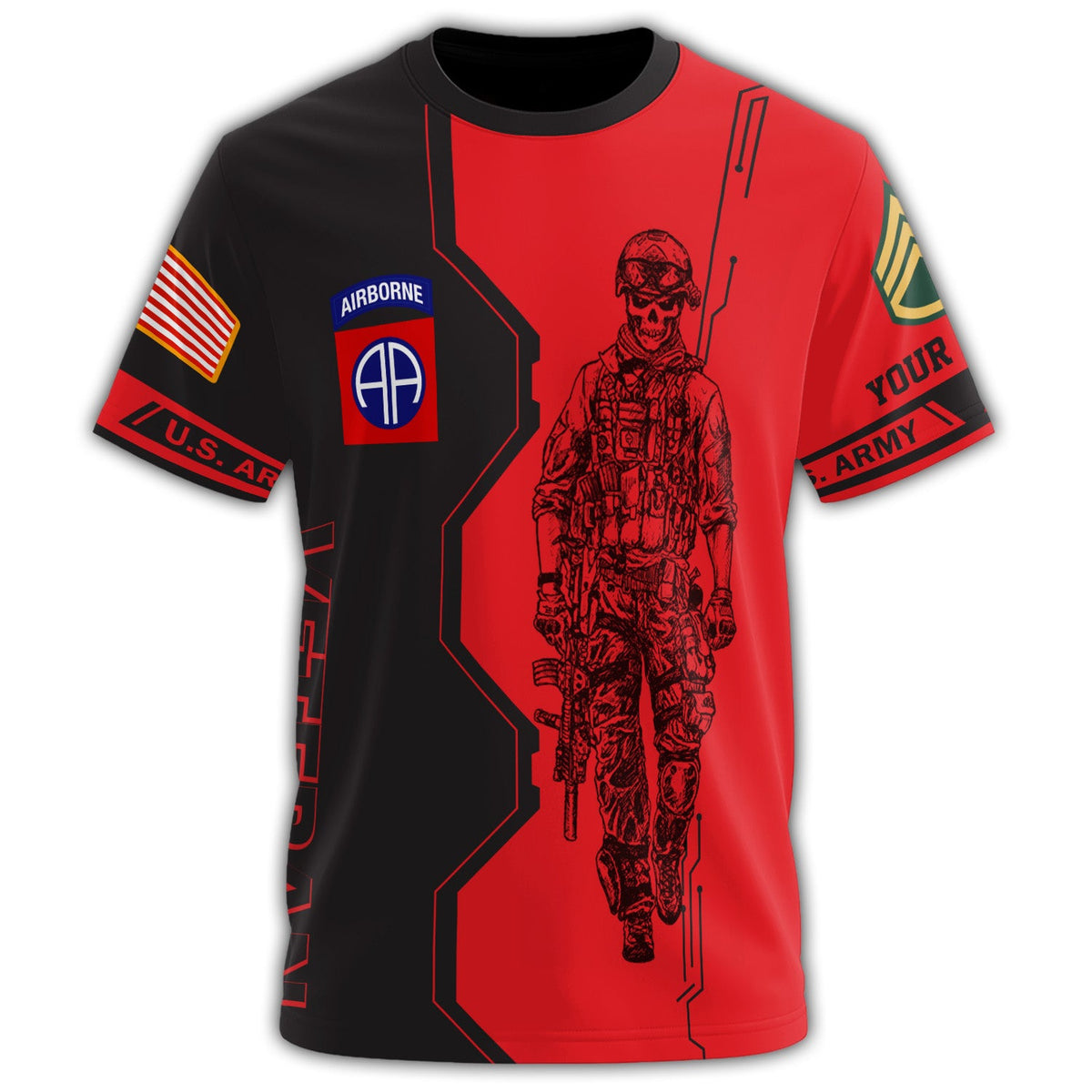 82nd Airborne All The Way Veteran Bold Black & Red All-over product image 2