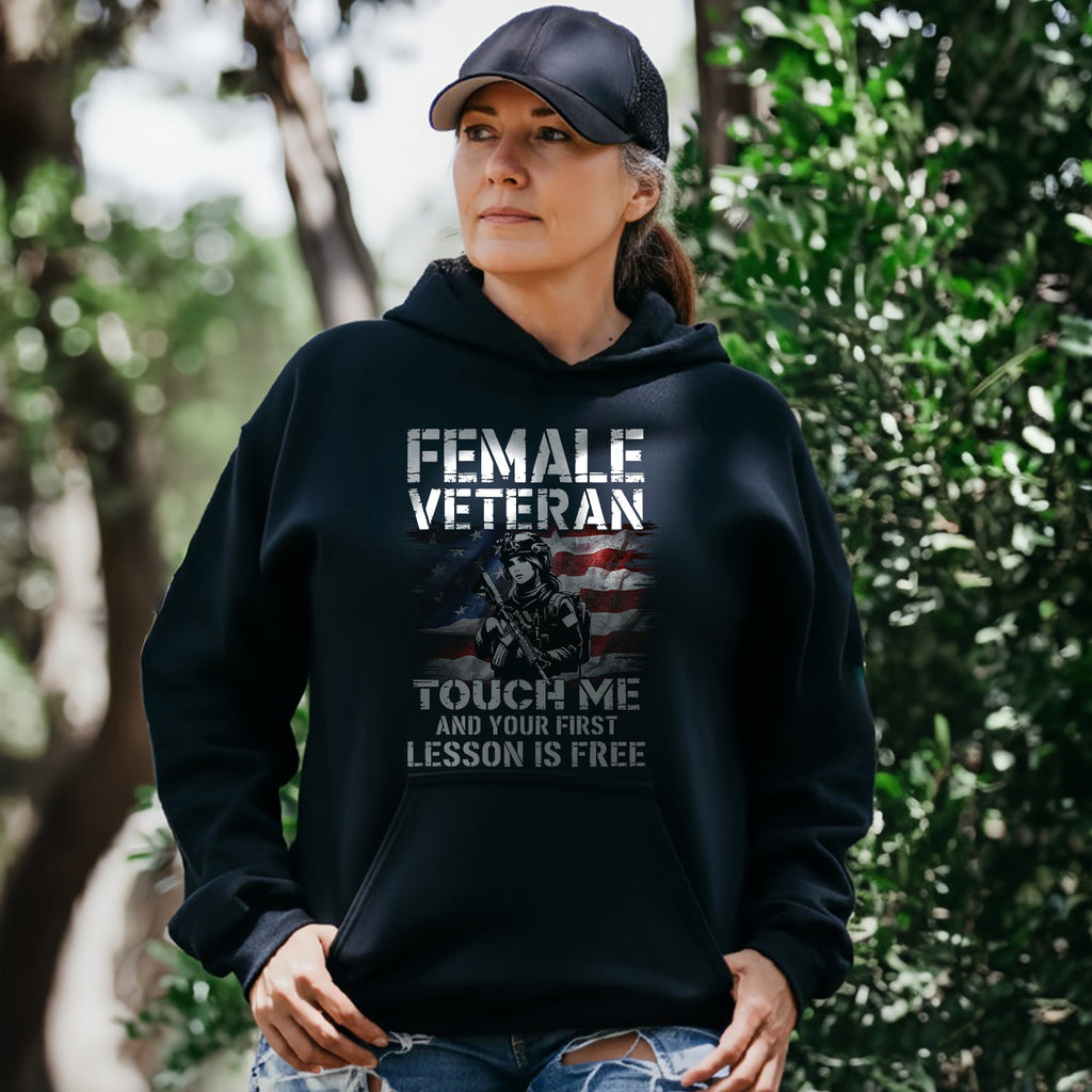 Female Veteran Touch Me and Your First Hoodie product image 5