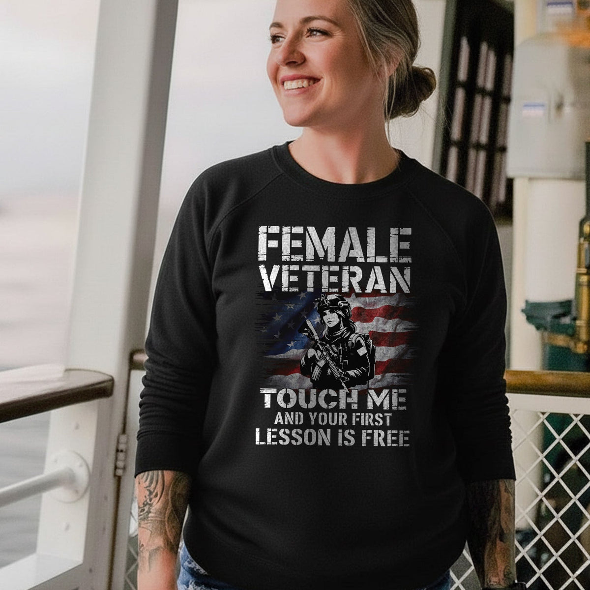 Female Veteran Touch Me and Your First Sweatshirt product image 2