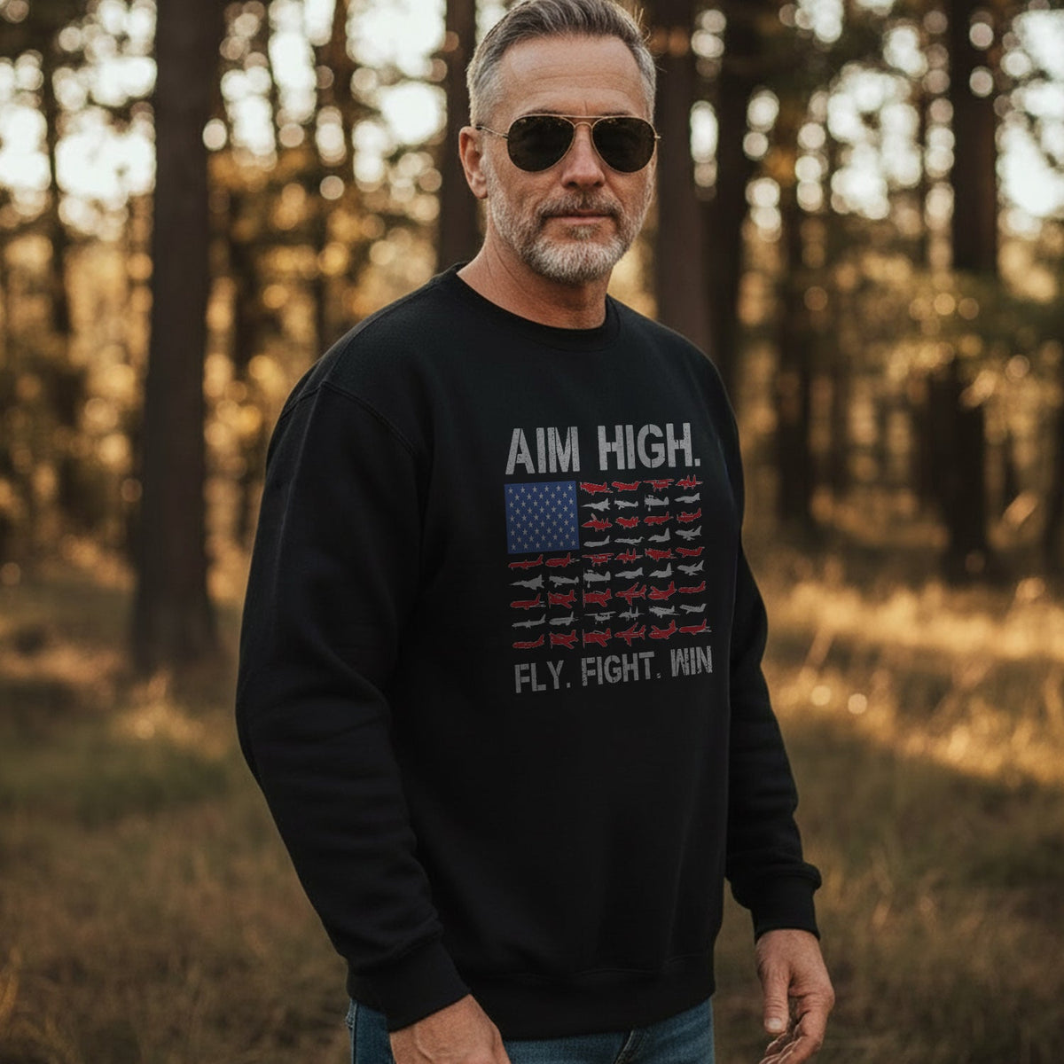 Aim High Fly Fight Win Airplane Sweatshirt product image 3