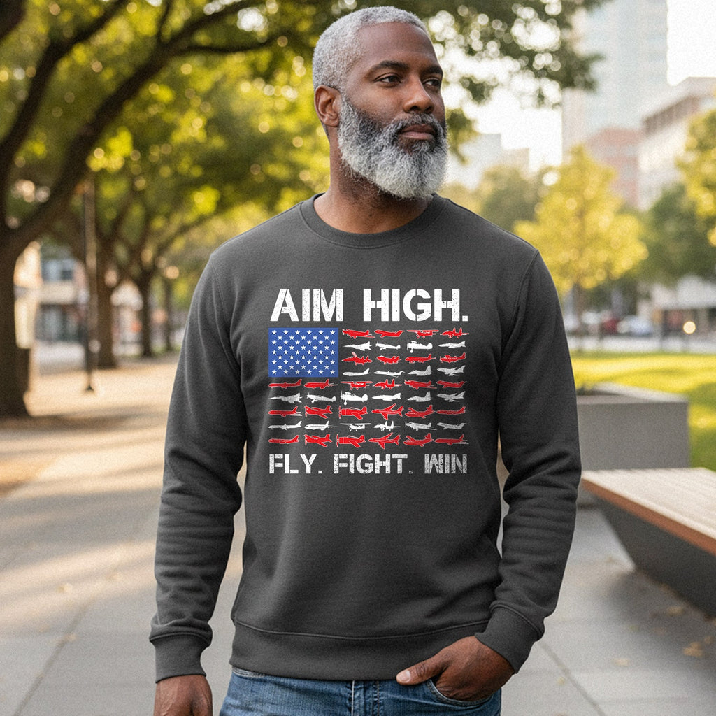 Aim High Fly Fight Win Airplane Sweatshirt product image 4
