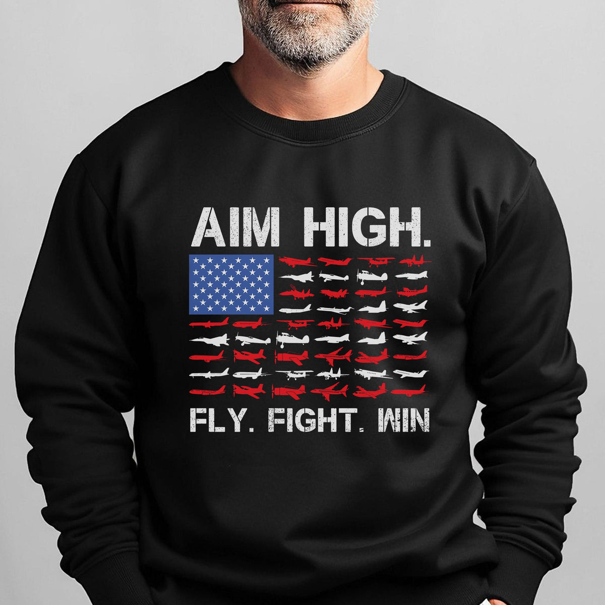 Aim High Fly Fight Win Airplane Sweatshirt product image 6