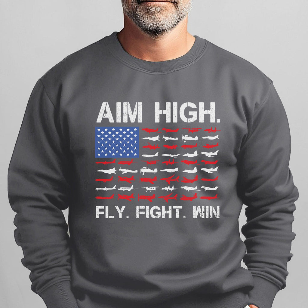 Aim High Fly Fight Win Airplane Sweatshirt product image 9