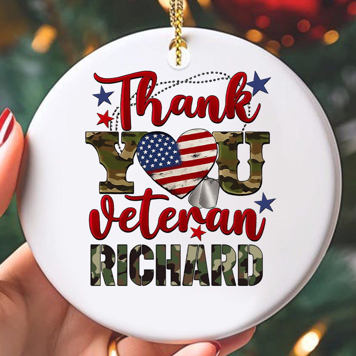 Thank You Veteran Personalized Ornament