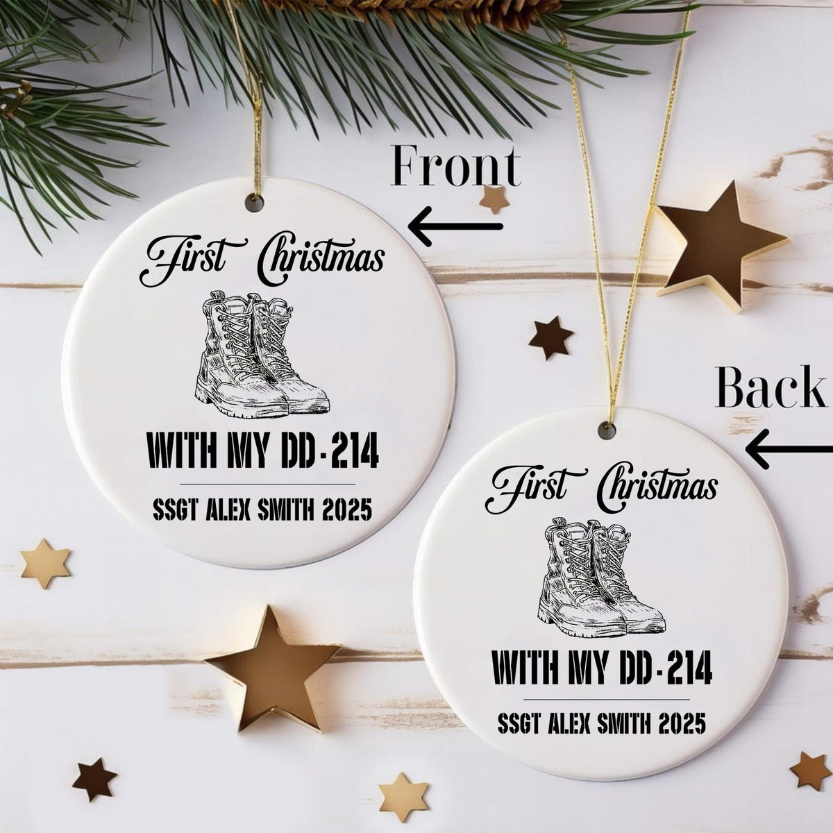 First Christmas With My DD-214 Personalized Ornament