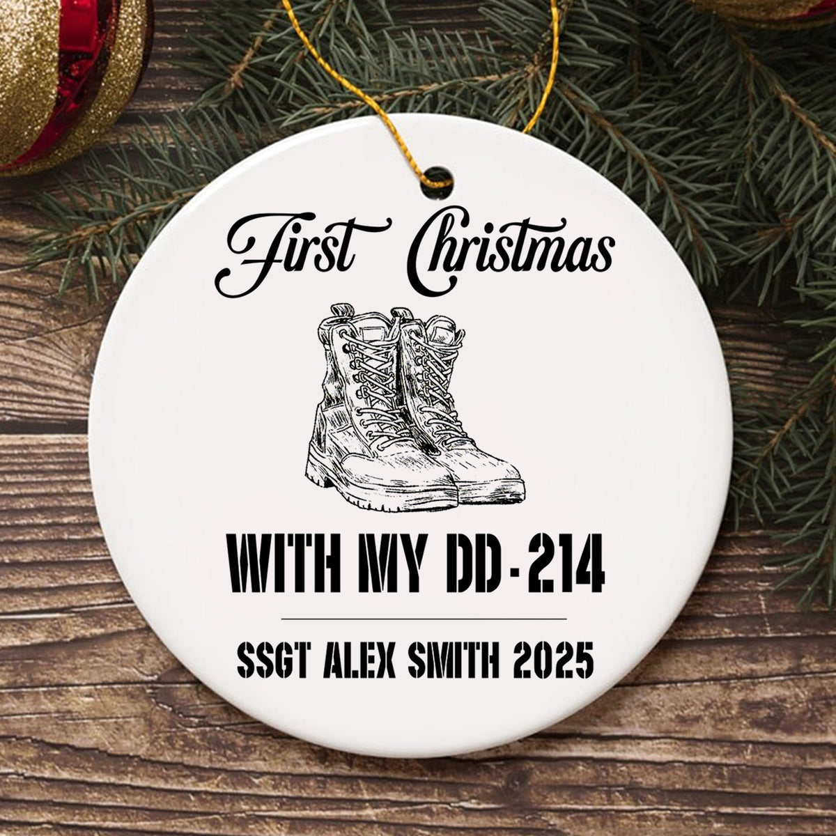 First Christmas With My DD-214 Personalized Ornament
