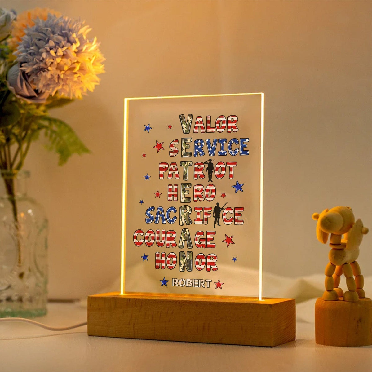 Veteran Camouflage Personalized LED Night Light