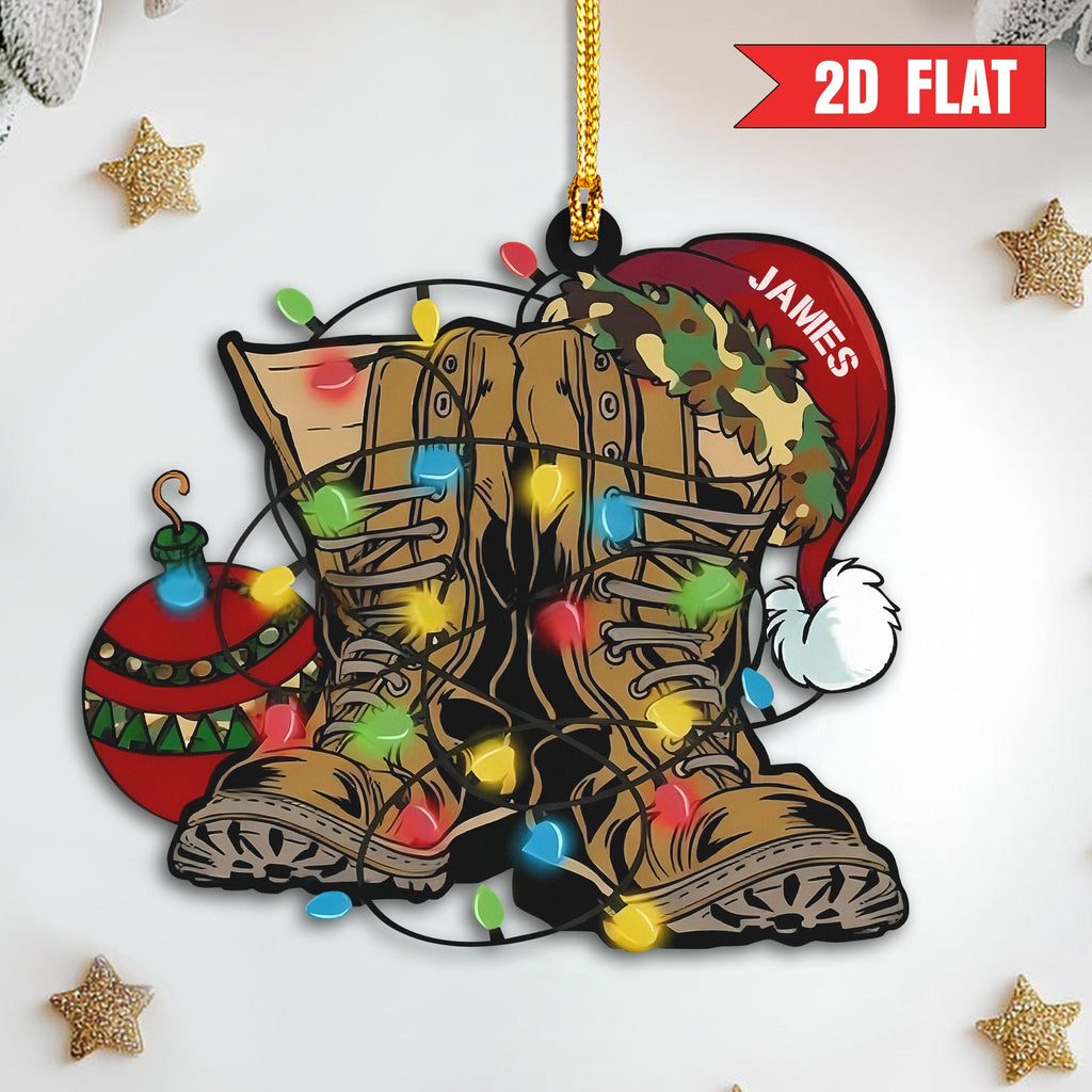 Veteran Christmas Military Boots Personalized Acrylic Ornament