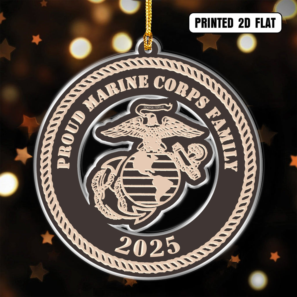 Proud USMC Family Personalized Acrylic Ornament