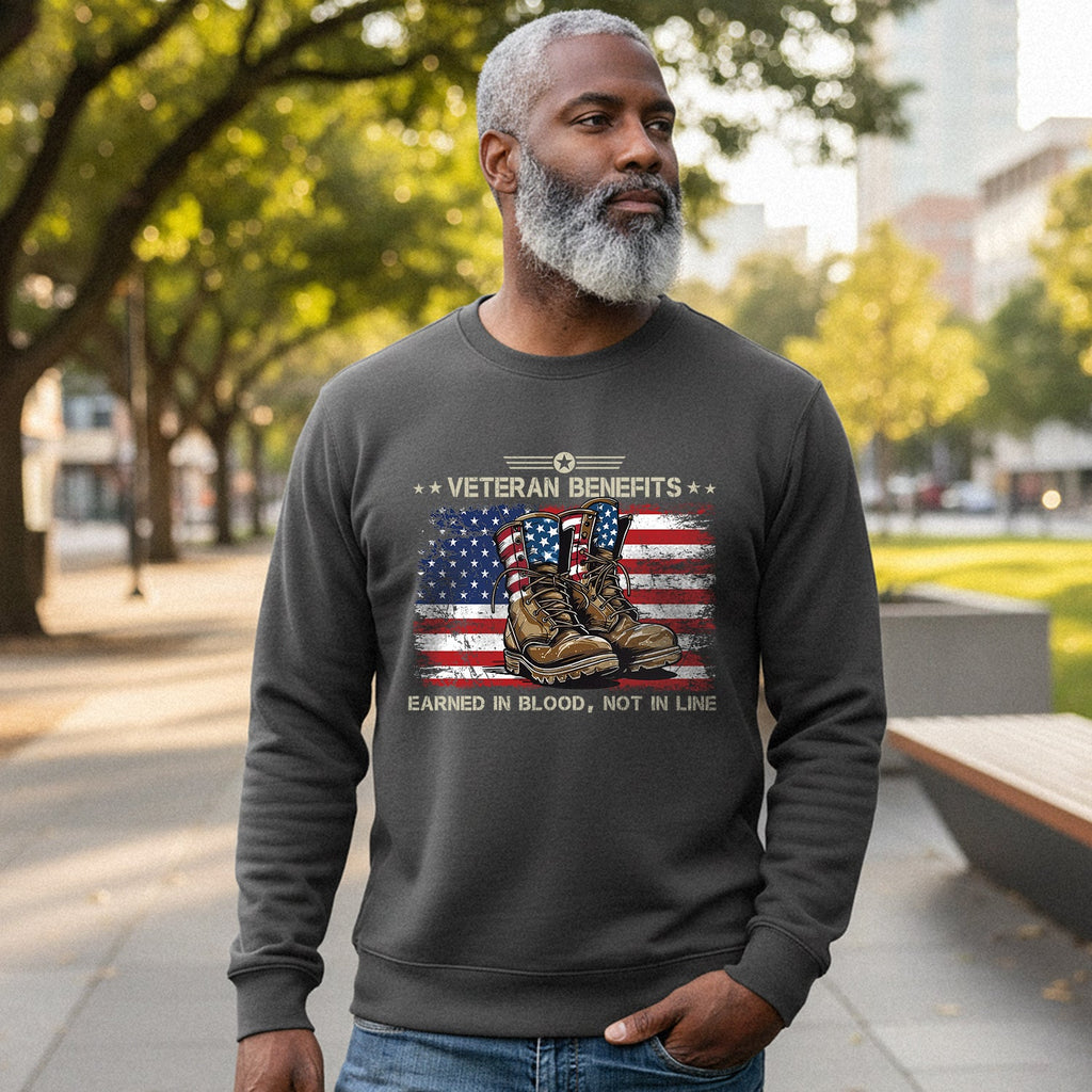 Veteran Benefits Earned in Blood Not in Line Sweatshirt product image 4