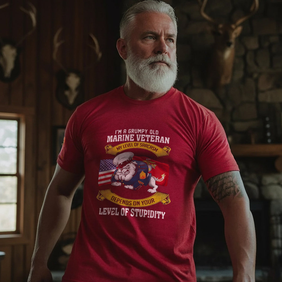 I'm a Grumpy Old Marine Veteran My Level of Sarcasm Depends product image 2
