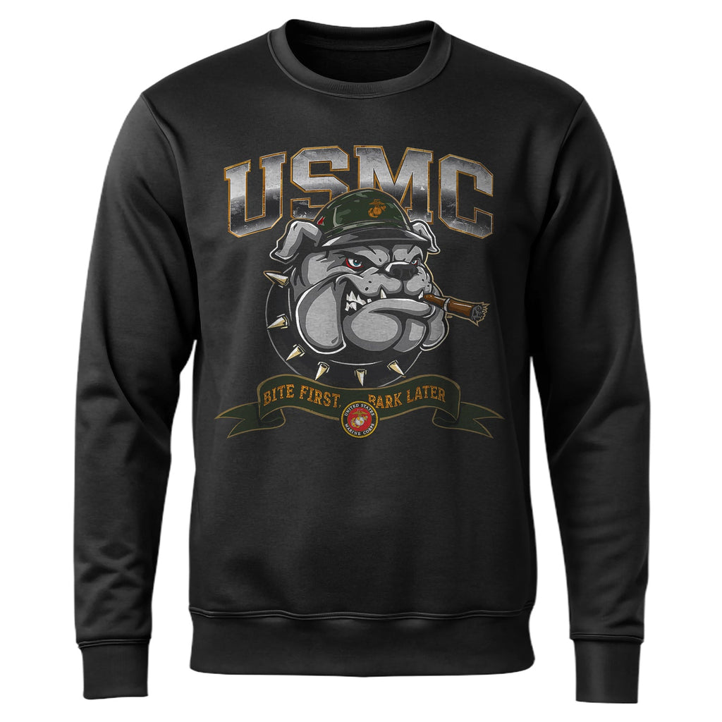USMC American Bulldog Bite First Bark Sweatshirt product image 1