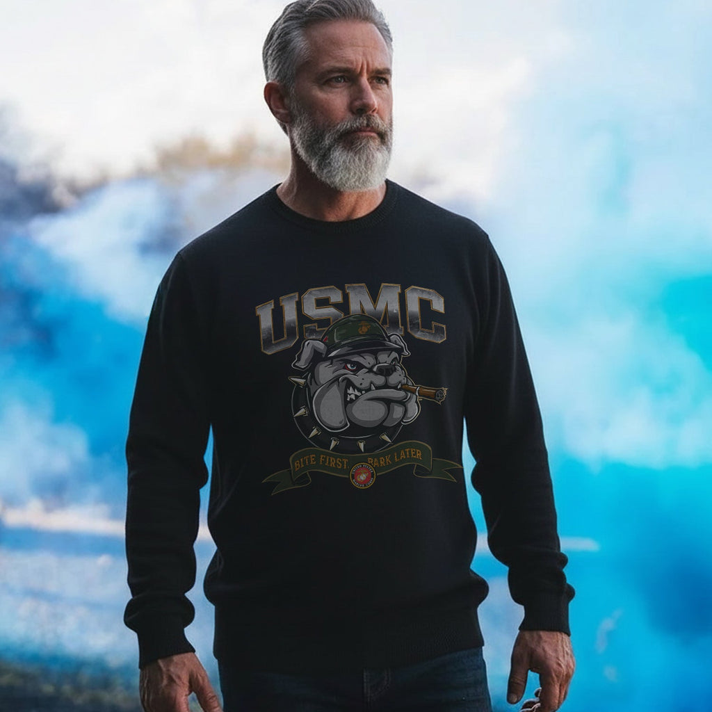 USMC American Bulldog Bite First Bark Sweatshirt product image 2