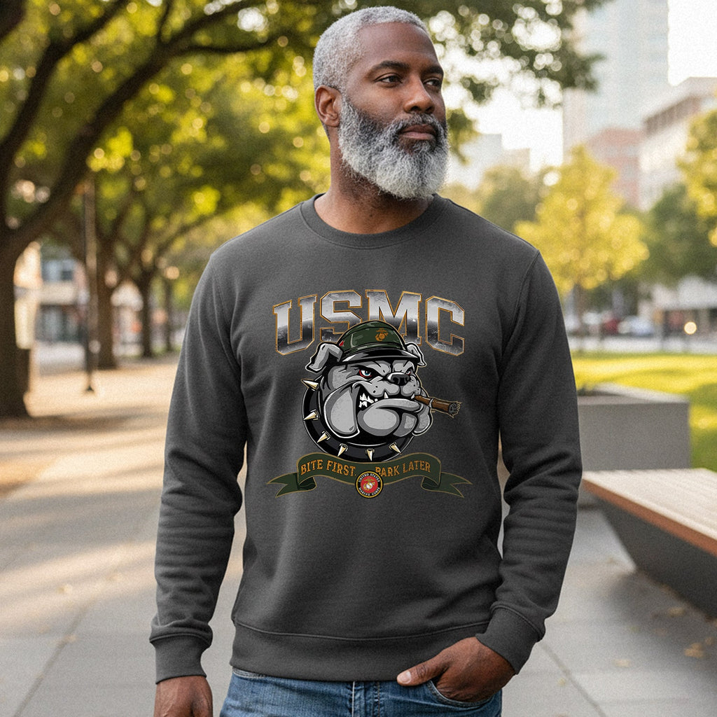 USMC American Bulldog Bite First Bark Sweatshirt product image 4