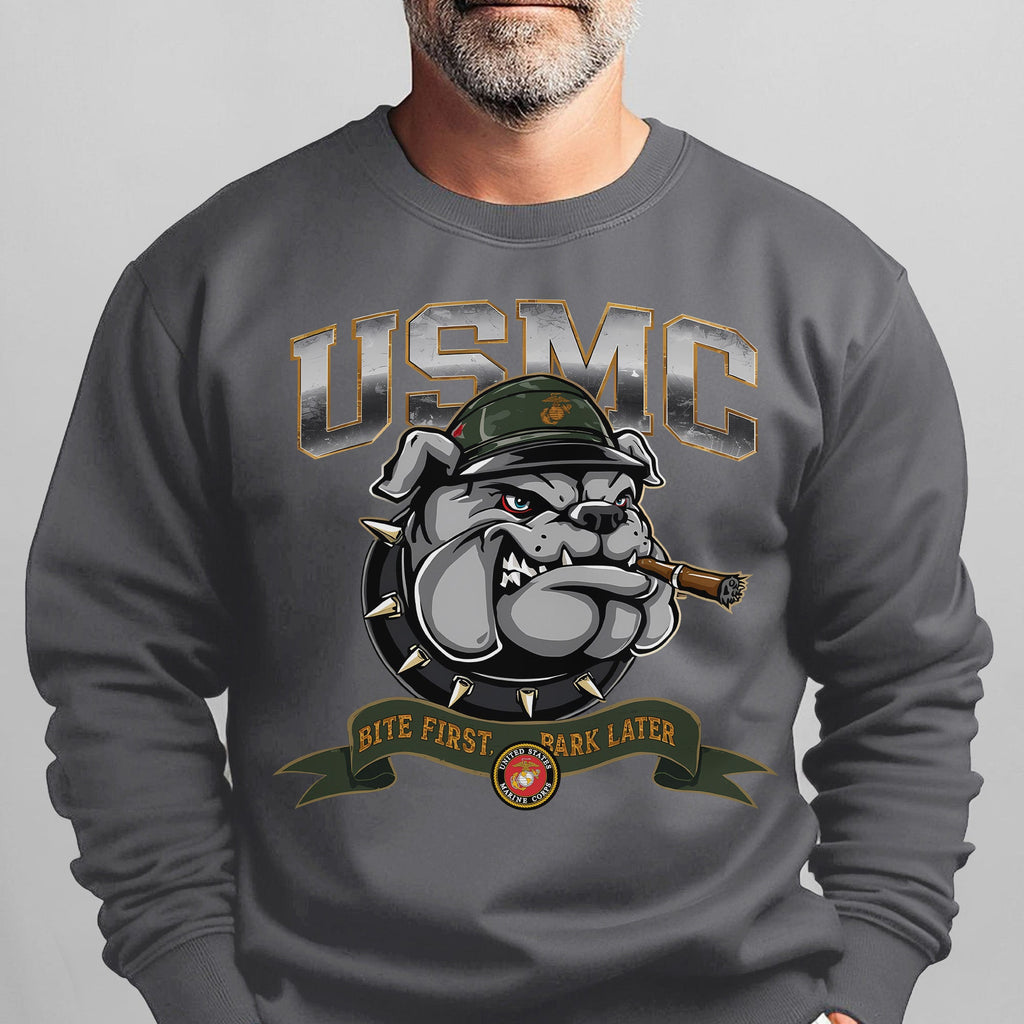 USMC American Bulldog Bite First Bark Sweatshirt product image 9