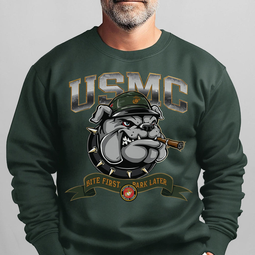 USMC American Bulldog Bite First Bark Sweatshirt product image 11