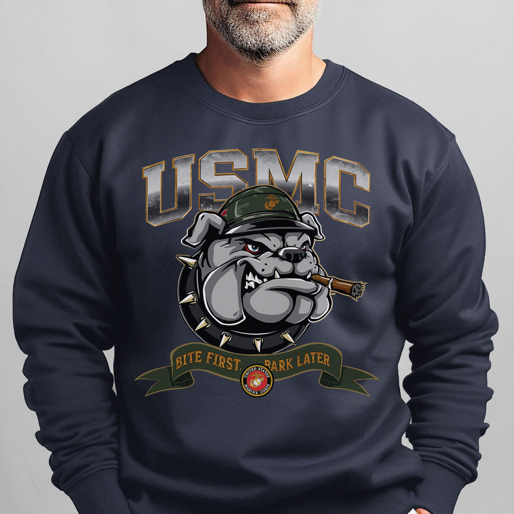 USMC American Bulldog Bite First Bark Sweatshirt product image 8