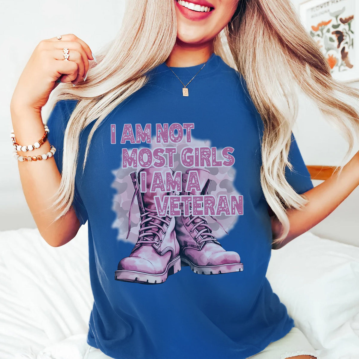 I Am Not Most Girls I Am a Veteran Pink T-Shirt product image 9