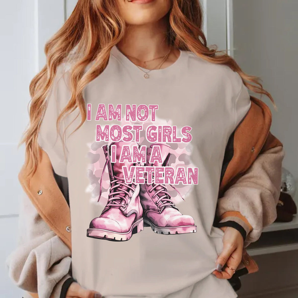 I Am Not Most Girls I Am a Veteran Pink T-Shirt product image 10