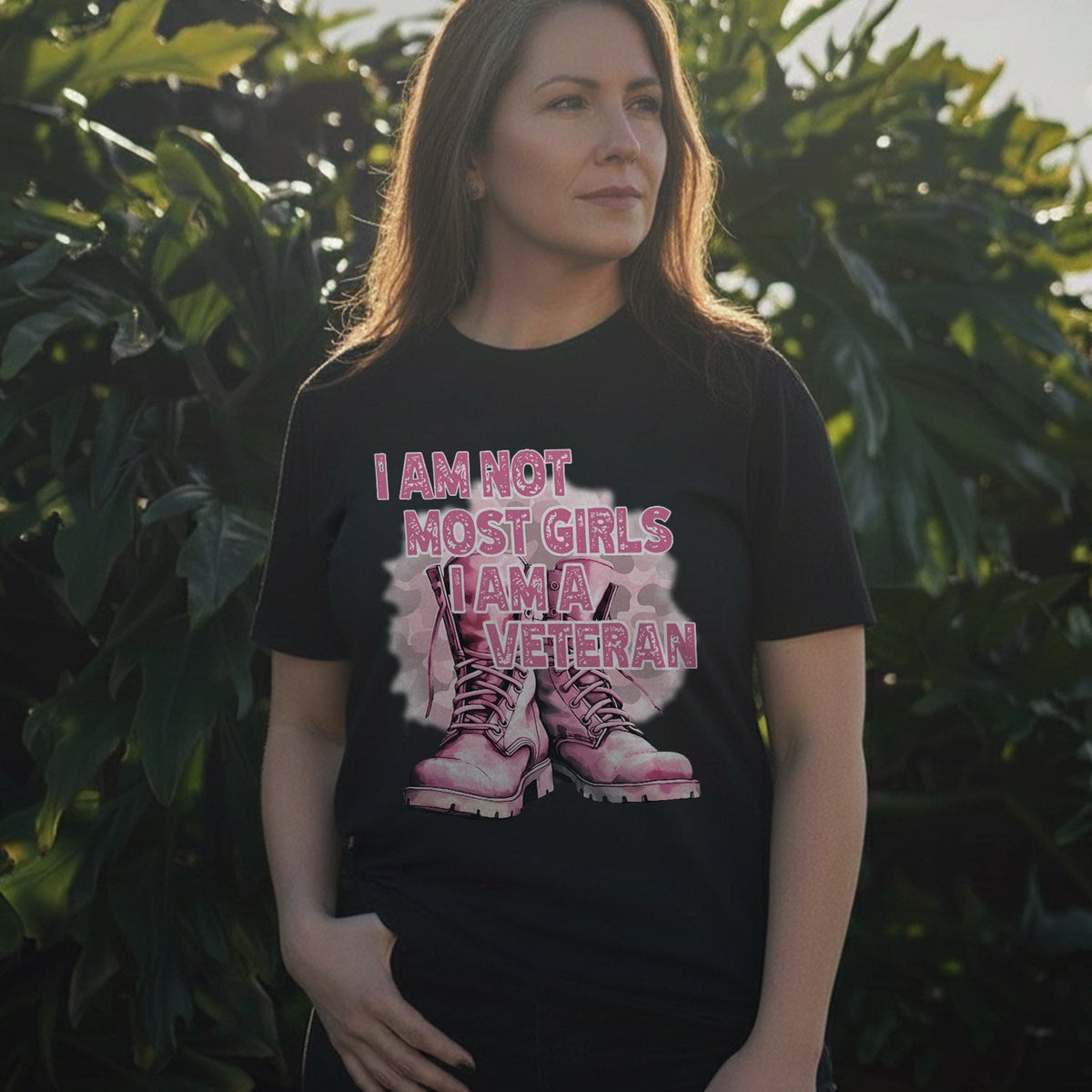 I Am Not Most Girls I Am a Veteran Pink T-Shirt product image 2
