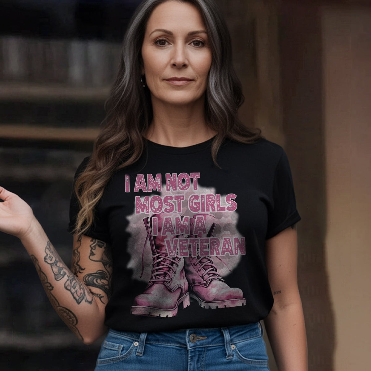 I Am Not Most Girls I Am a Veteran Pink T-Shirt product image 3