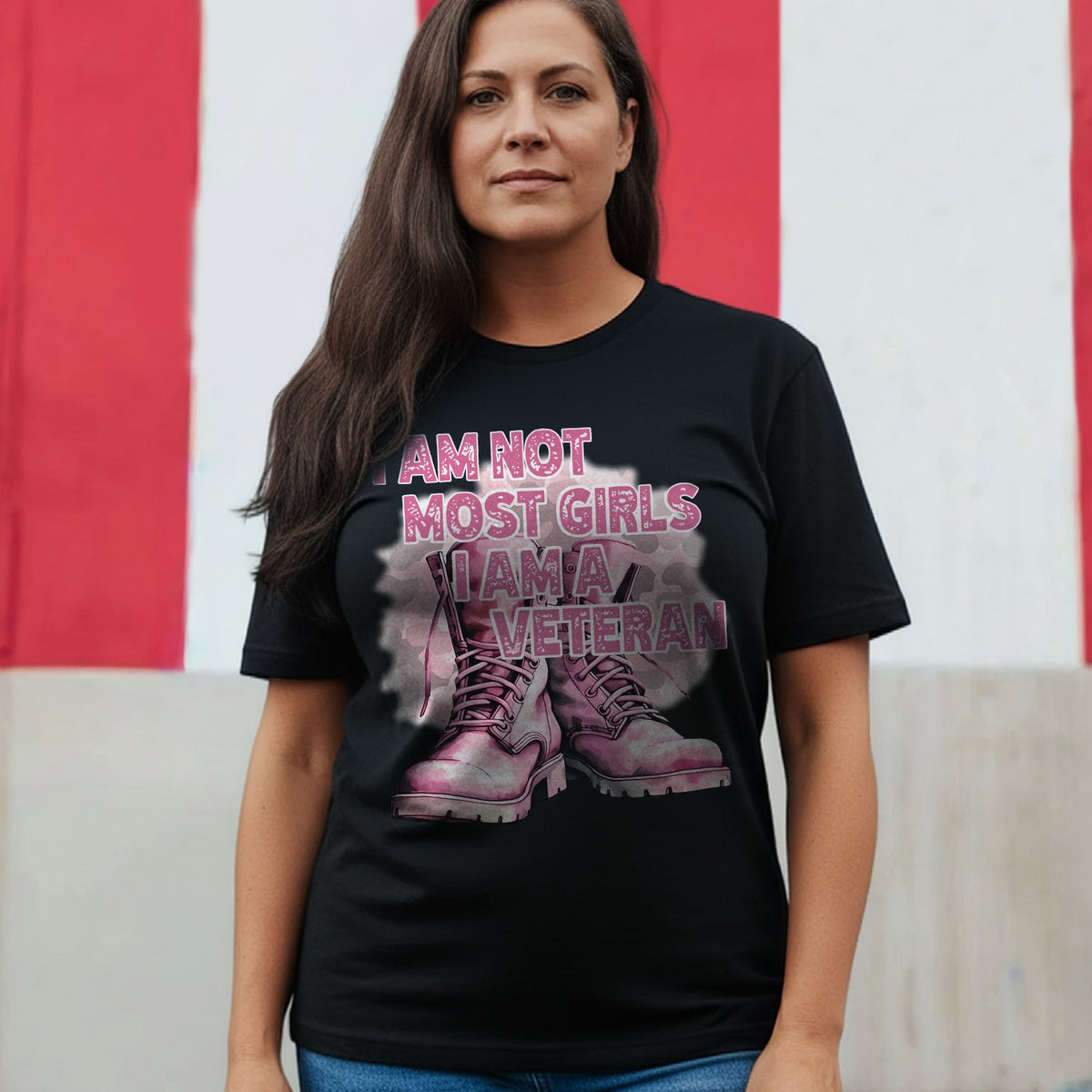 I Am Not Most Girls I Am a Veteran Pink T-Shirt product image 5