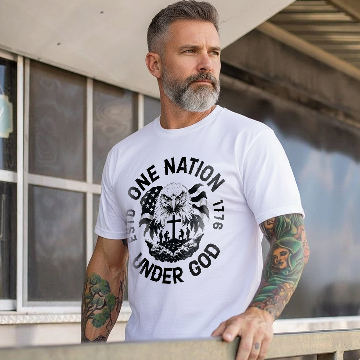 One Nation Under God with Eagle Jesus T-Shirt product image 5