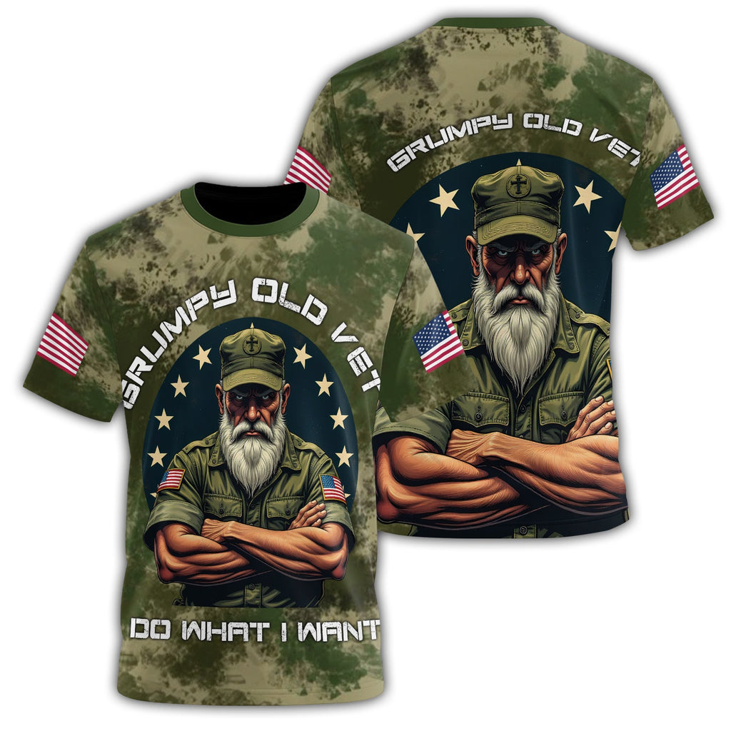 Grumpy Old Vet I Do What I All-over Print T-Shirt product image 1
