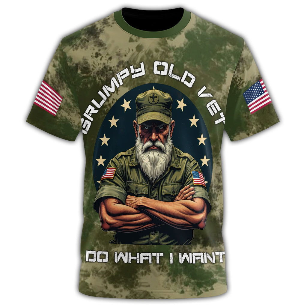 Grumpy Old Vet I Do What I All-over Print T-Shirt product image 2