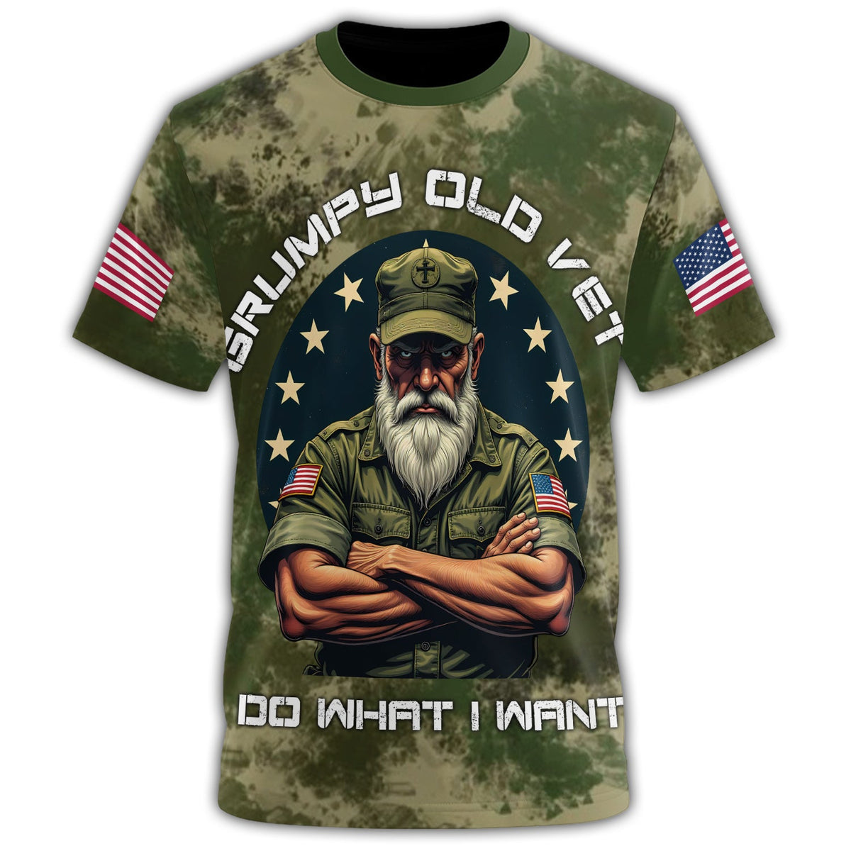 Grumpy Old Vet I Do What I All-over Print T-Shirt product image 2
