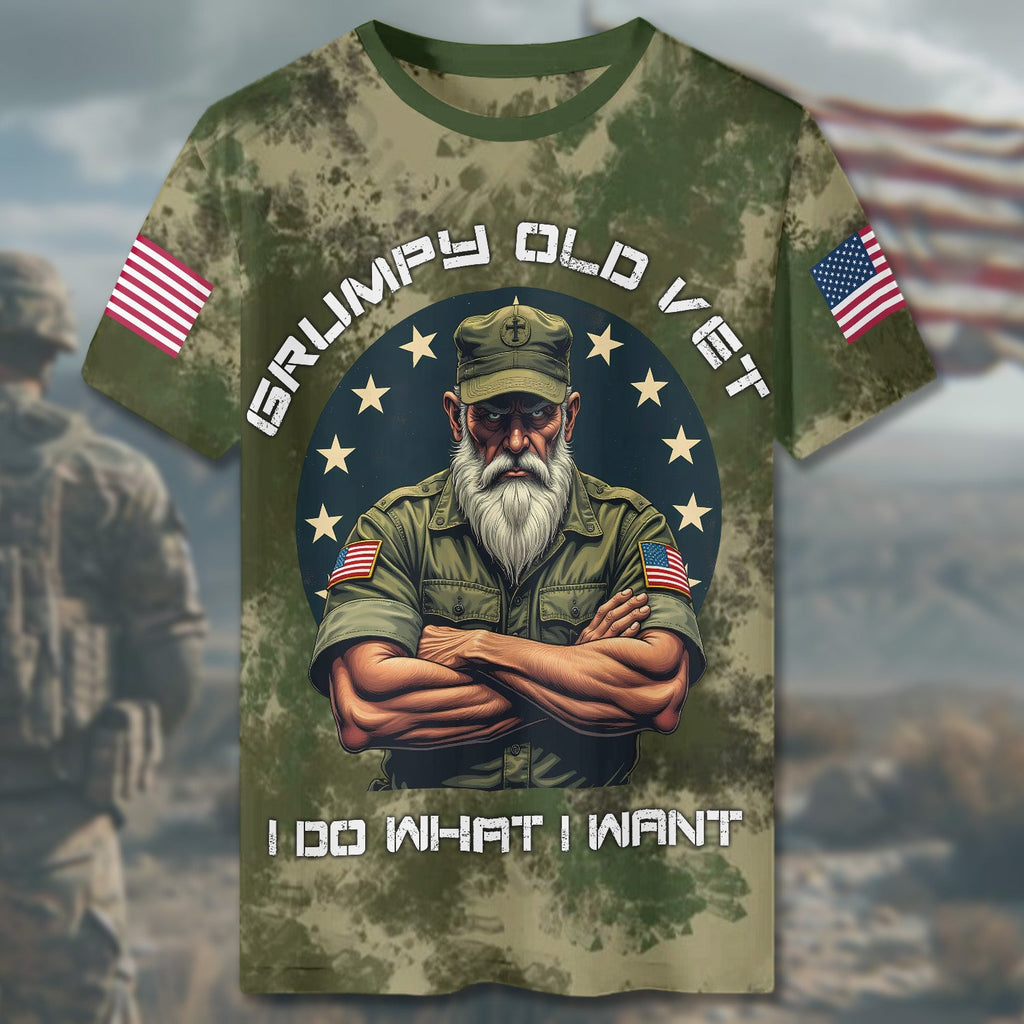 Grumpy Old Vet I Do What I All-over Print T-Shirt product image 4