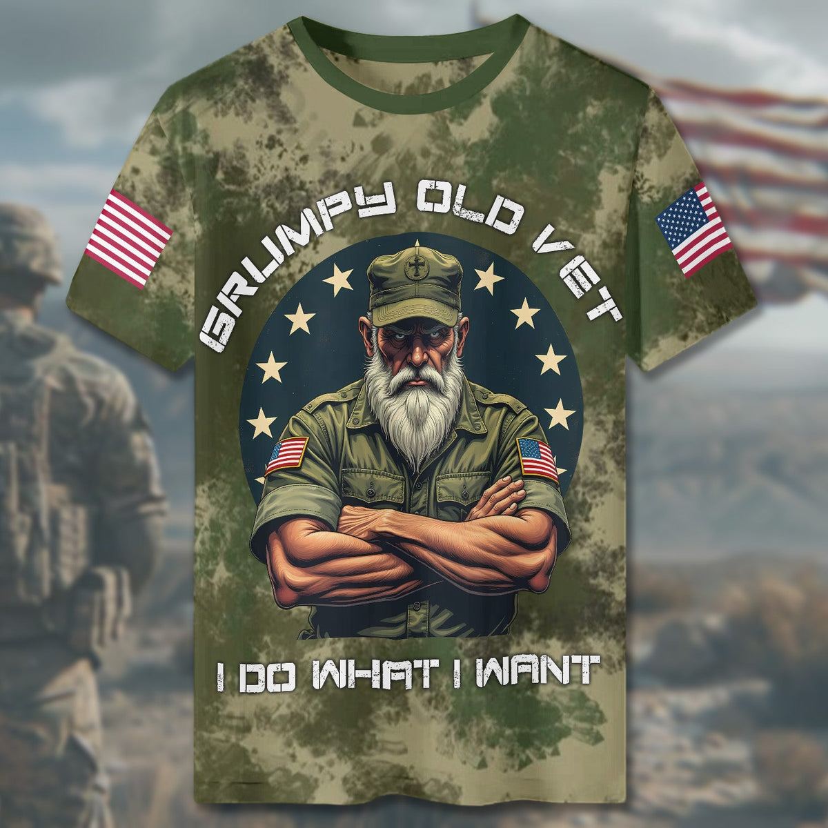 Grumpy Old Vet I Do What I All-over Print T-Shirt product image 4