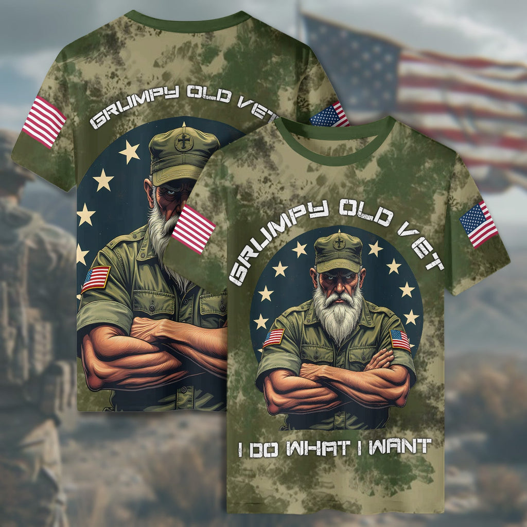 Grumpy Old Vet I Do What I All-over Print T-Shirt product image 6