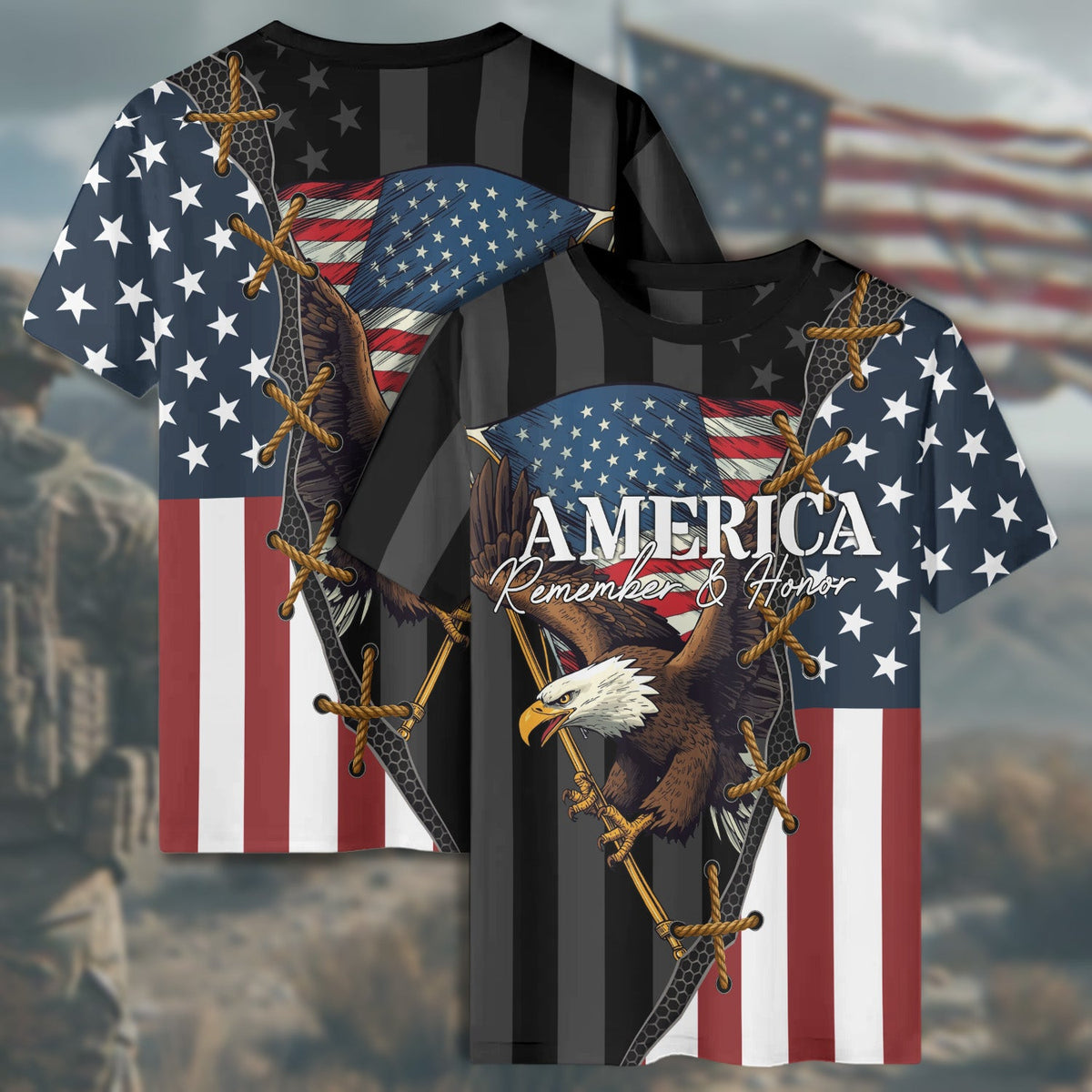 America Remember Honor All-over Print T-Shirt product image 6