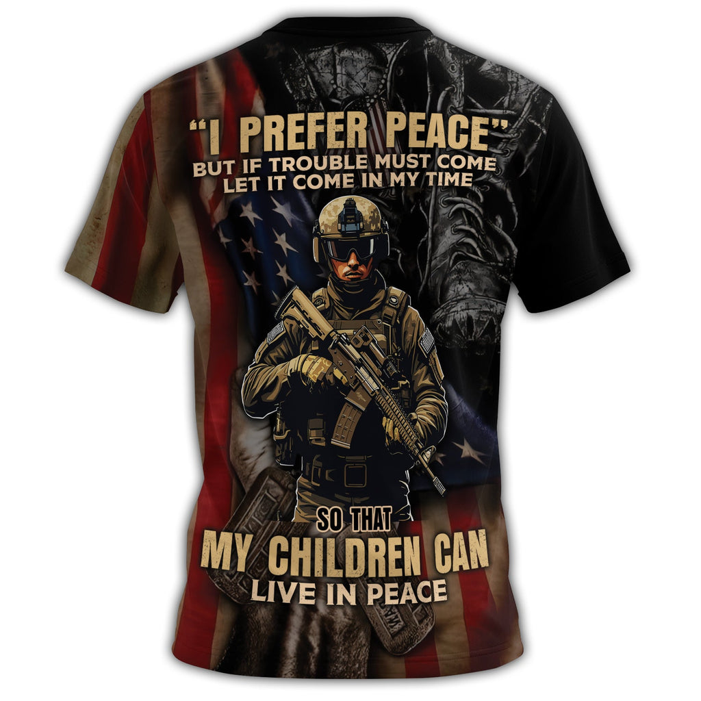 I Prefer Peace If Trouble All-over Print T-Shirt product image 3