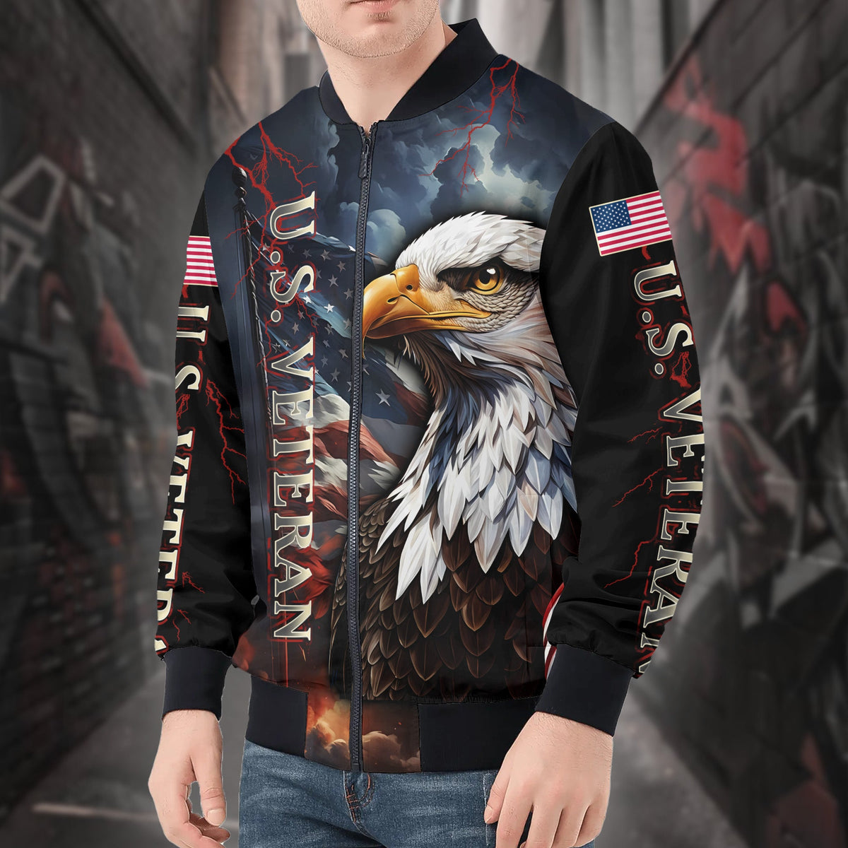 Freedom Earned All-over Print Bomber Jacket product image 4