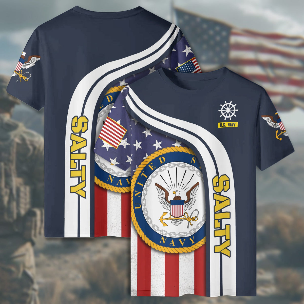 U.S. Navy Veteran Salty All-over Print T-Shirt product image 6