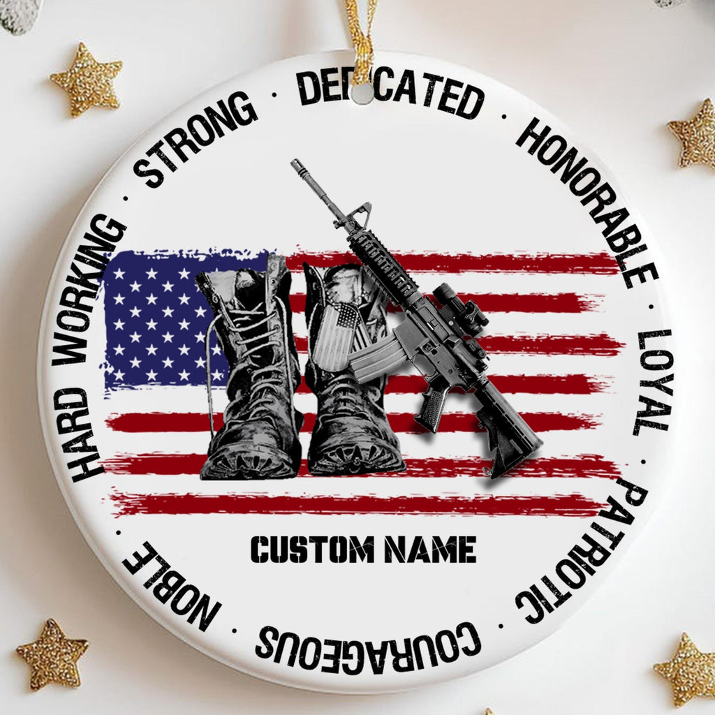 Veteran Pride American Flag Personalized Ornament