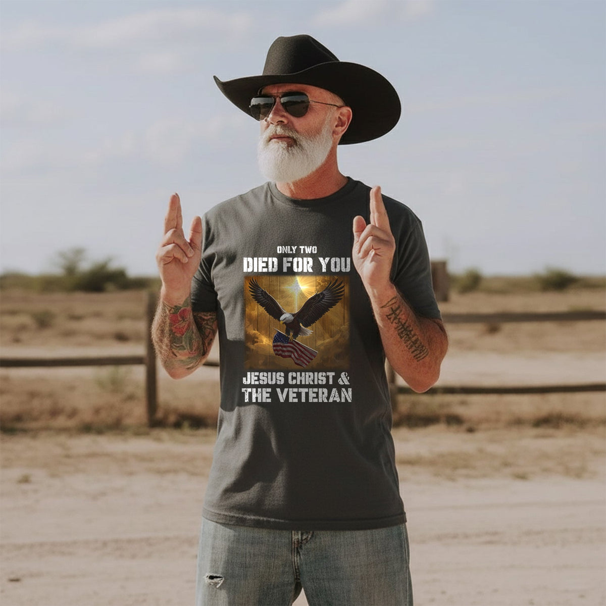 Only Two Died for You Jesus Christ and The Veteran T-Shirt product image 4
