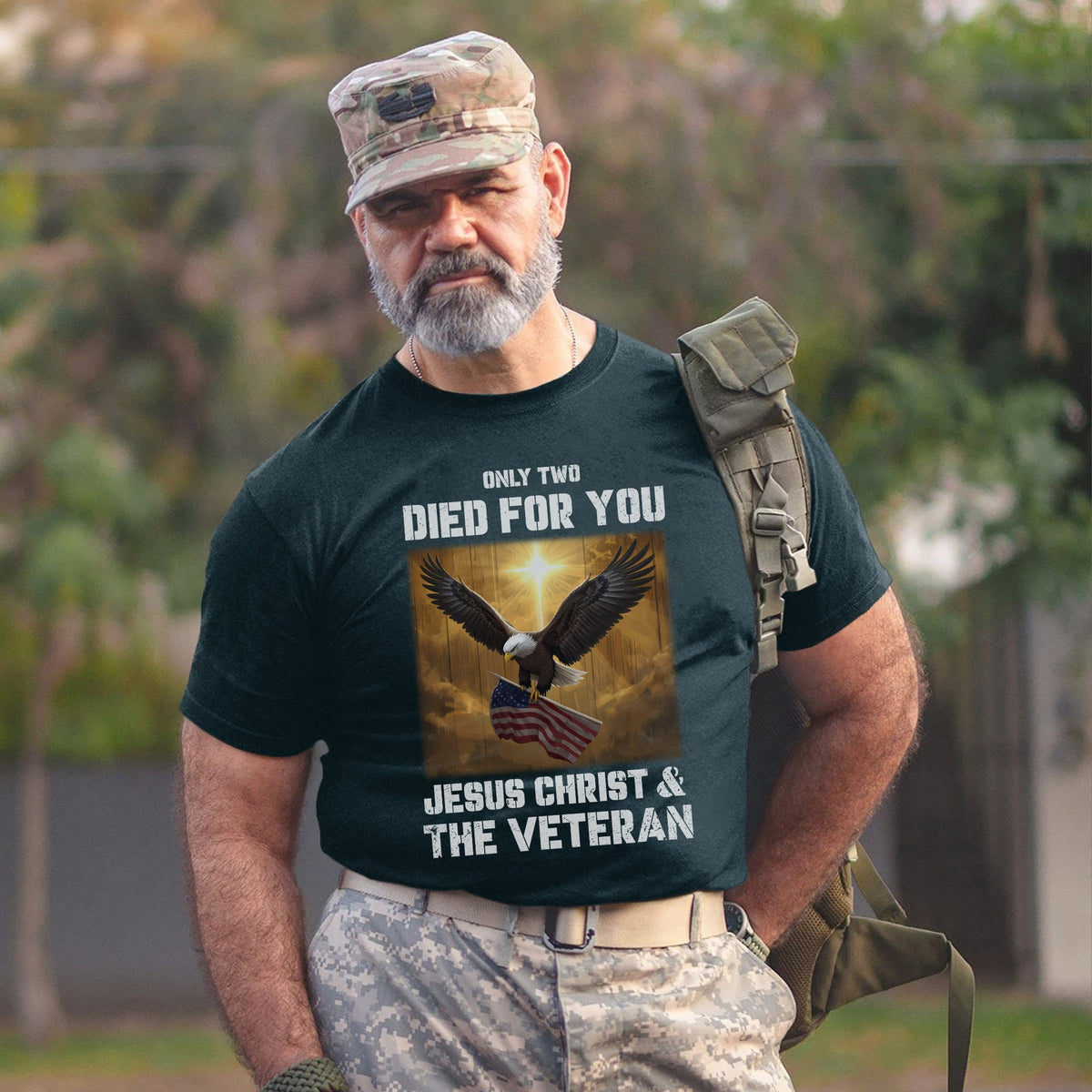 Only Two Died for You Jesus Christ and The Veteran T-Shirt product image 7