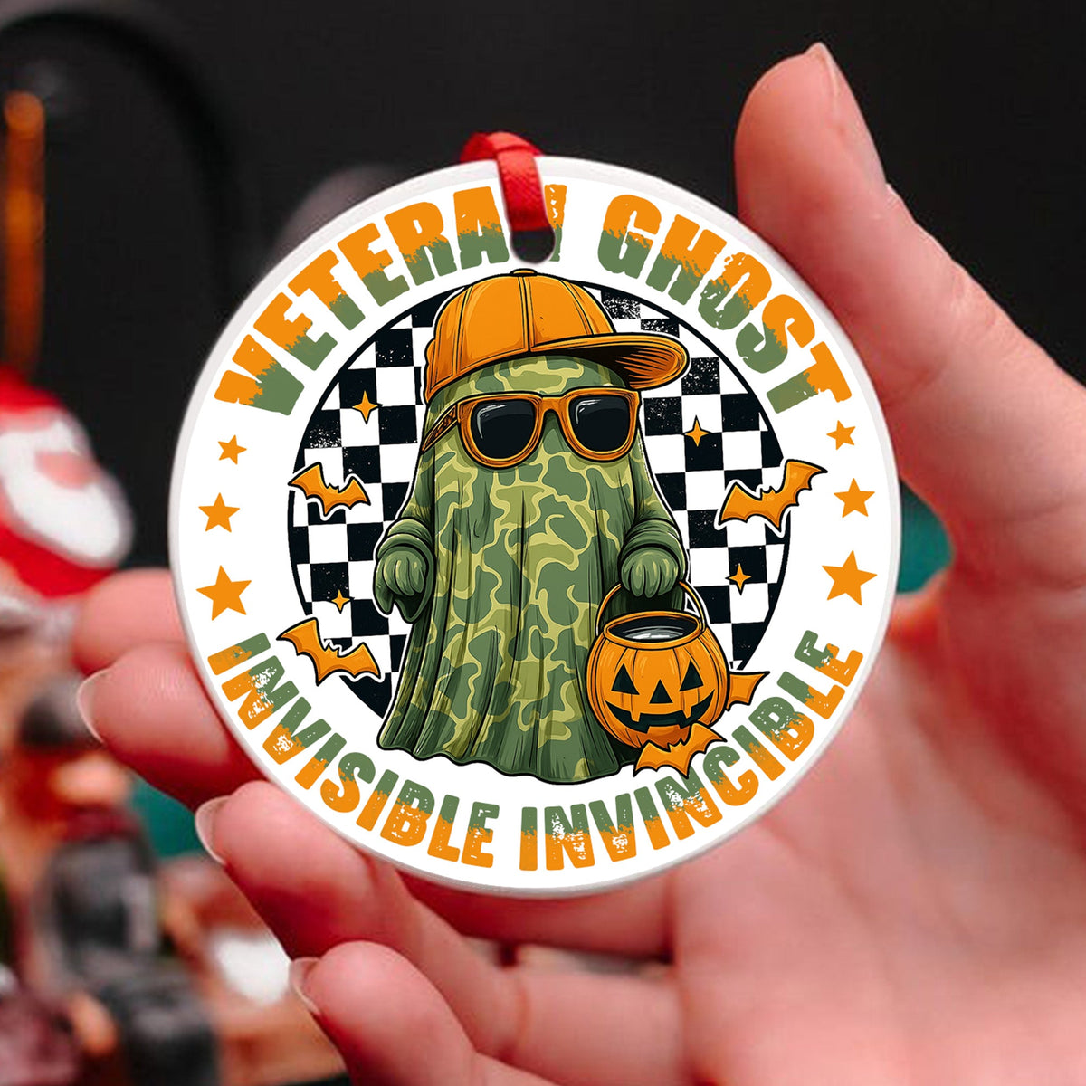 Veteran Ghost Halloween Ornament