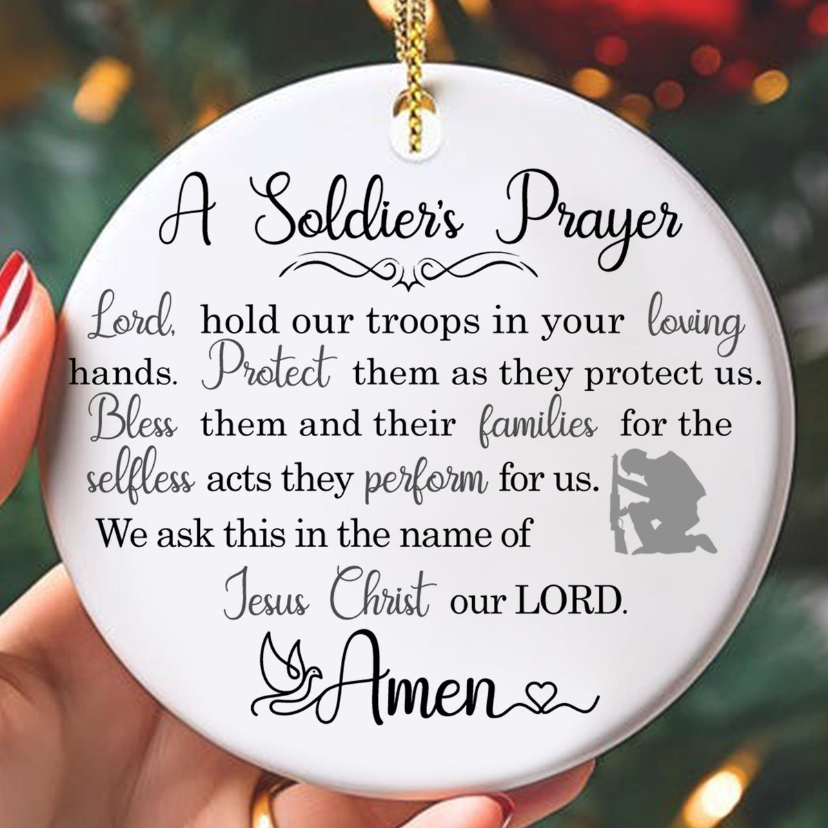 US Military Veteran Prayer Personalized Ornament