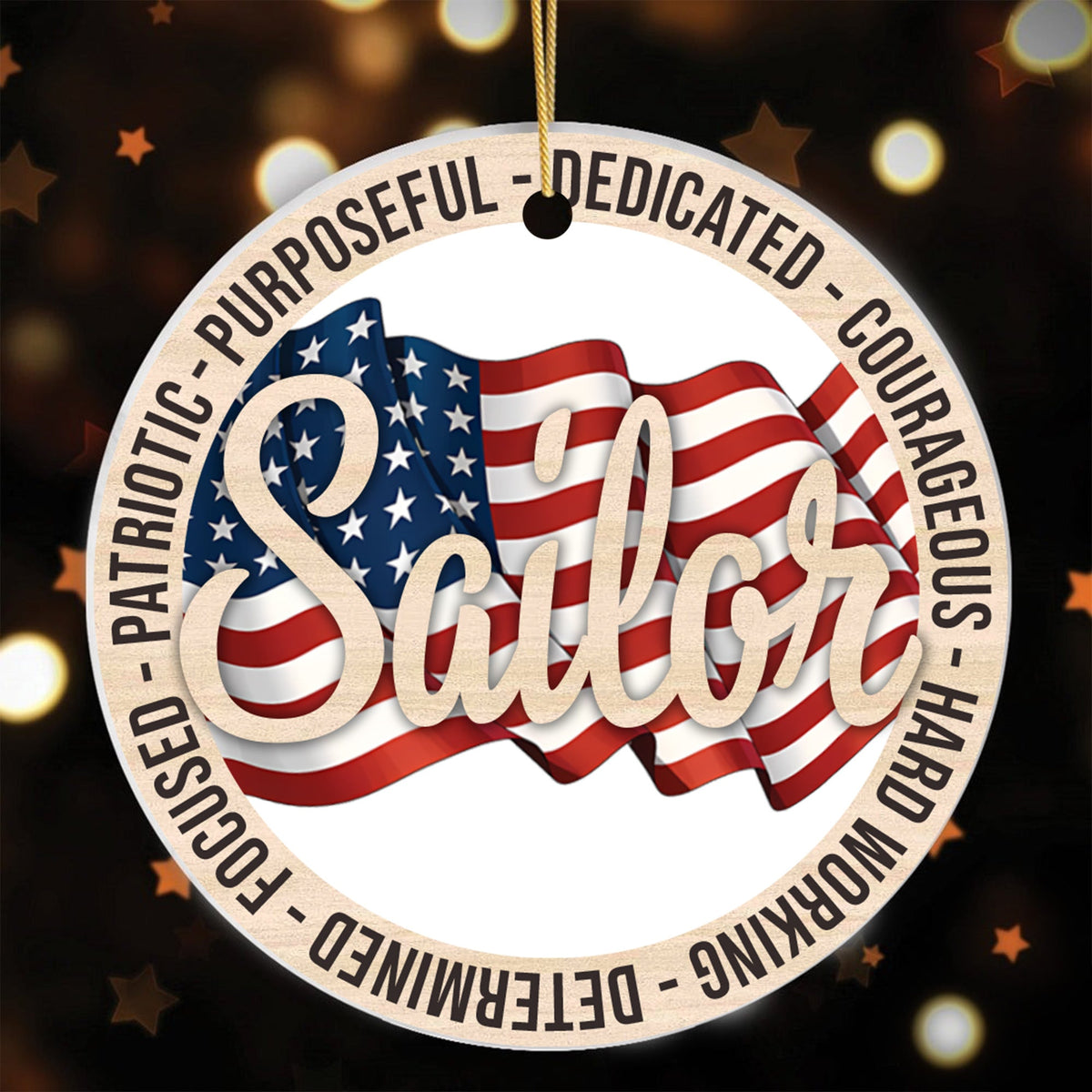 US Veteran Proudly Dedicated Military Ornament