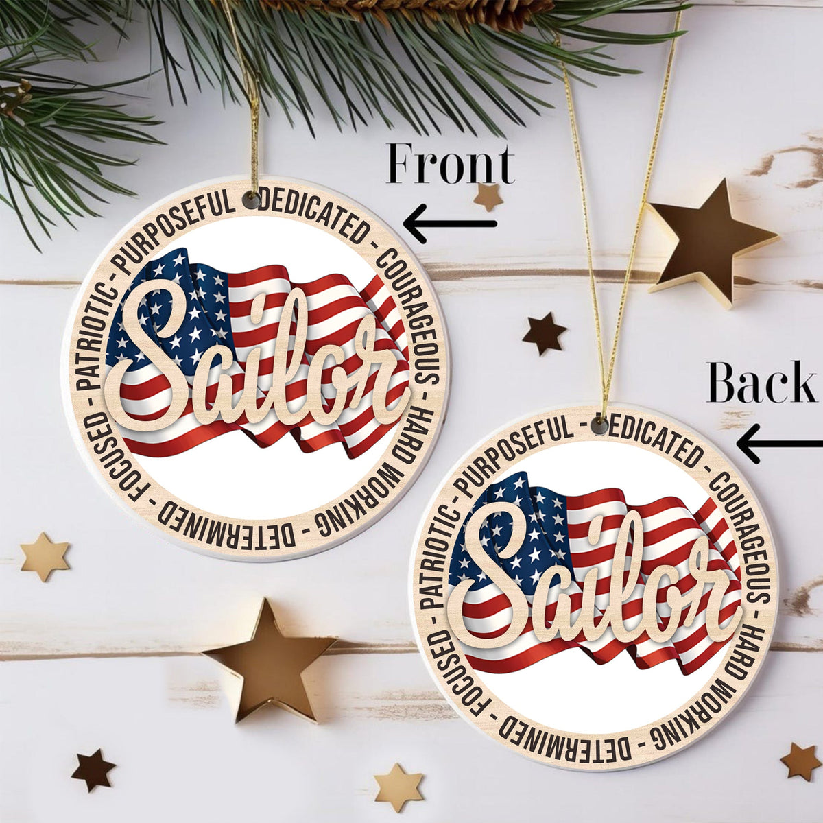 US Veteran Proudly Dedicated Military Ornament